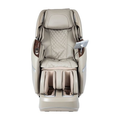 Taupe Faux Leather 4D Massage Chair with Metal Accents