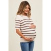 Pinkblush Brown Striped Knit Maternity Short Sleeve Top - 2 of 4