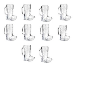 4E's Novelty Cowboy Boot Mug Cups (10 Pack) 17oz Reusable Plastic Beer Mugs, BPA Free Cowboy Party Cups for Western, Cowgirl, Bachelorette - 1 of 4