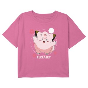 Girl's Pokemon Clefairy Moonlit Dance Crop Top T-Shirt - 1 of 3