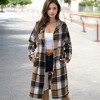 Amaryllis Women's Button-Up Plaid Coat Long Sleeve Hooded Trench Casual Layering Piece Versatile Fall Outerwear - 3 of 4
