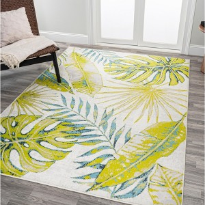 Monstera Tropical Leaves Area Rug - JONATHAN Y - 1 of 4