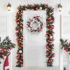 18" Battery Operated Pre-Lit Christmas Wreath, LED Artificial Pine with Berries & Gold Leaves for Front Door, Indoor & Outdoor Decor - 3 of 4