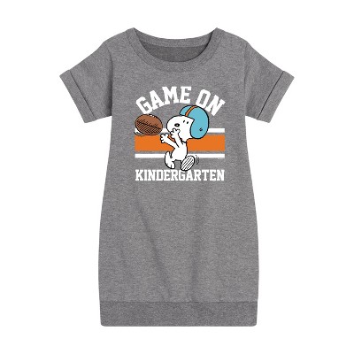 - Peanuts - Game On Kindergarten Graphic Short Sleeve Fleece Dress