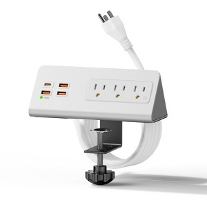 Desktop Power Station, 4 Outlets, 3 USB & USB-C PD, Surge Protector, Clamp Mount, ETL Listed - 1 of 4