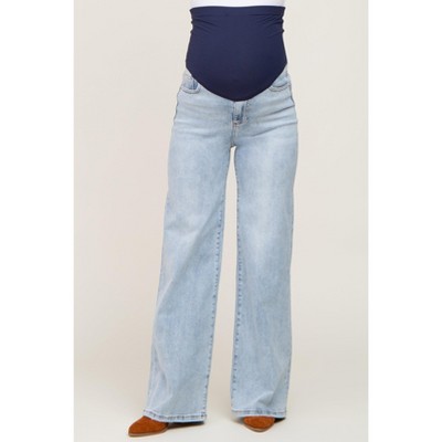 PinkBlush Light Blue Wide Leg Maternity Jeans - image 2