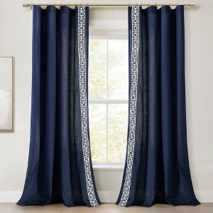Lush Décor Luxury Modern Square Embroidery Border Window Panel Navy Single 52x84 - 1 of 4