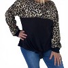 Women's Leopard Color Block Knot Top - Shirley Stone - 2 of 2