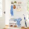 Entryway Hanging Coat Rack, Wall-Mounted Wooden Shelf, with 4 Double Hooks, Wall Floating Shelf, White - 2 of 4