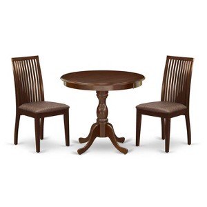 3-Piece Mahogany Finish Solid Wood Top - Dining Room Set - Seats 4 - 1 of 4