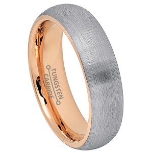Jewelry Avalanche Rose Gold & Gunmetal IP Dome Tungsten Carbide Men Women Wedding Band 6mm - 1 of 4