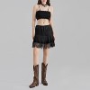 Y2K Lace Mini Skirt for Women - Low Waist Ruffle Hem & Layered Pleated Design - 4 of 4