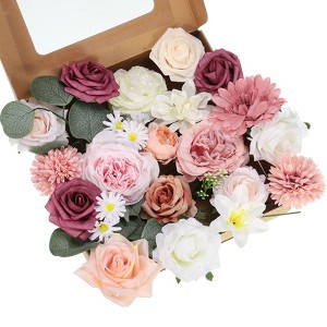 Unique Bargains Silk Mix Artificial Flower Combo Set with Stem - 1 of 4