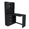 Homy Casa Corner Computer Desk with Hutch, Drawers and Shelves for Home Office or Study, Black - 2 of 4