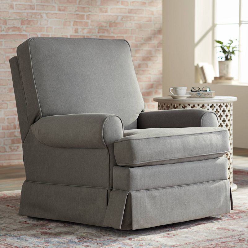 Elm Lane Slate Gray Glider Recliner Chair Modern Armchair Comfortable Push Manual Reclining Footrest for Bedroom Living Room, 2 of 10