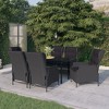 vidaXL Patio Dining Set Outdoor Dining Set Table and Chair Set for Garden - Dark Gray 55.1" Table Length 7 Piece - 2 of 4