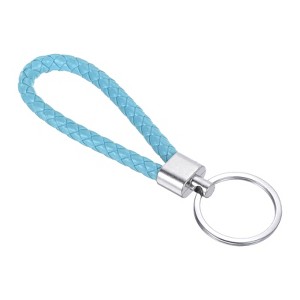 Unique Bargains Braided PU Leather Car Wallet Keychain with Stainless Steel Key Ring - 1 of 3