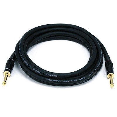 Monoprice Audio Cable Cord - 10 Feet - Black | 1/4 Inch (TS) Male to Male -16AWG, Gold Plated - Premier Series