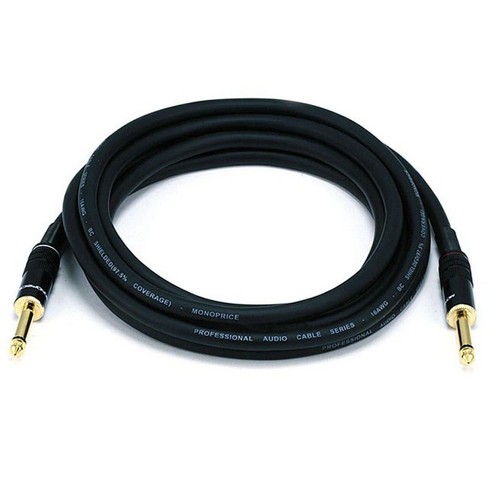 TRS Monoprice Premier Series 1/4 Inch 100 Feet- Black 16AWG Gold Plated Male to Male Cable Cord 