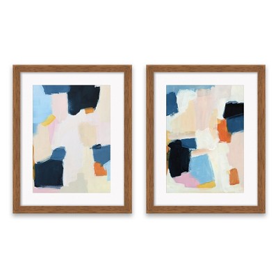 Set Of 2) 16.25"X20.25" Abstract Framed Print Decorative Wall Art Blue/Pink - Project 62™ : Target