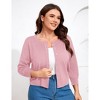 YESFASHION Women Plus Size Cardigan Round Neck Button Down 3/4 Sleeve Top Solid Casual Cardigan - 3 of 4