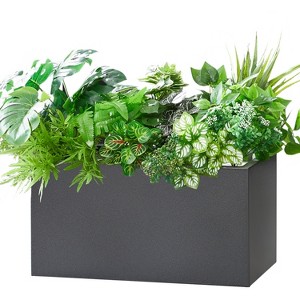 Wallowa Weather Resistant Seamless Metal Flower Box with Drainage Hole and Modern Design Gray - 1 of 4
