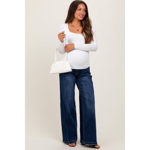 Pinkblush Navy Baggy Wide Leg Maternity Jeans - 1 of 4