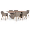 vidaXL 7 Piece Outdoor Patio Dining Set - Poly Rattan and Solid Acacia Wood - Complete with Cushions and 6 Chairs - Brown and Dark Gray - 2 of 4