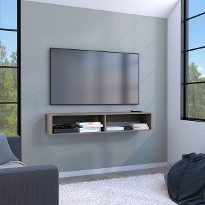 59" Melamine Floating TV Stand with Two Open Shelves, Cable Management, Space-Saving Design, and Sturdy Construction for Living Room - 1 of 4