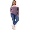 Agnes Orinda Women's Plus Size Color Block Knitted Crew Neck Long Sleeve Casual Pullover Blouse 2025 - 3 of 4