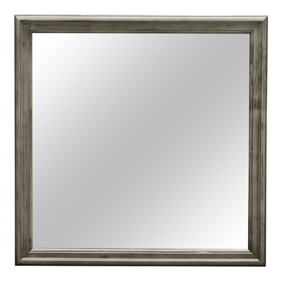 GlasFlength Decorative Wall Mirrors Contemporary Framed Mirror with Warm Finish Simple Design for Modern Interiors Living, Gray, 38"*1"*38"