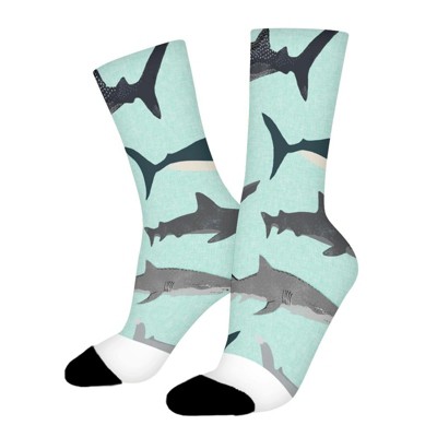 Sharks Women Printed Crew Socks Funny Funky Socks Soft Polyester Novelty Gifts for Artists Men