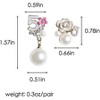 Blossoming Number Five Earrings - Asymmetric Pearl Camellia Design with Symbolic Elegance - 2 of 4