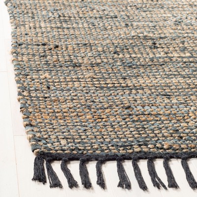 Gray Square Handmade Flat Woven Cowhide Area Rug, 6' x 6'