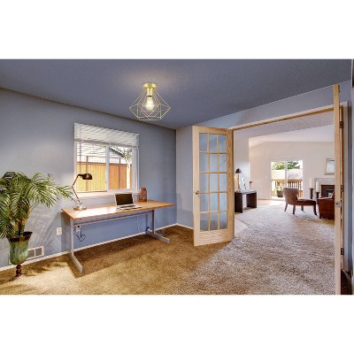 Tarbes Brushed Brass Geometric LED Ceiling Light 12.8"