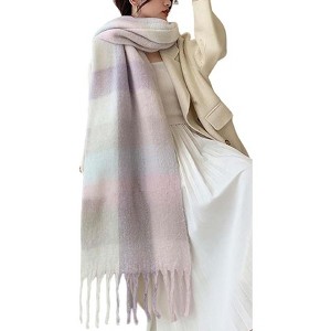 MSDC Winter Women Warm Scarf Long Shawl Large Scarves Cold Weather Thick Blanket Scarfs Colorful Plaid - 1 of 4