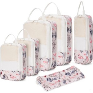 6 Set Compression Packing Cubes for Travel Kids Women Carry on, Packing Organizers Bag for Backpack Luggage - 1 of 4