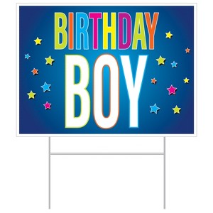 Beistle Plastic Birthday Boy Yard Sign, 11.5" x 15.5", (1/Pkg) Multicolored - 1 of 4