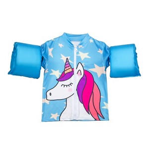 Swim Central 18-Inch Turquoise Girls Swim Shirt "Making Magic" Floaties With a Unicorn - 1 of 3