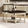 HDZNVF Vintage Oval Coffee Table with Drawer and Storage Shelf, Antique Cocktail Table, Beige and Espresso - 4 of 4