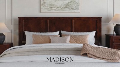 Madison King Light Toffee Solid Wood Panel Headboard with USB Charger