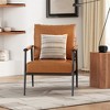 Modern Accent Chair, Faux Leather Reading Armchair with Metal Leg, Upholstered Sofa Side Chair, Lounge Chair for Living Room Bedroom Balcony - 2 of 4