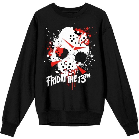 Friday The 13th Jason Mask Women's Black Long Sleeve Sweatshirt 