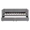 Wooden Twin Size Daybed with 2 Drawers, Twin Upholstered Velvet Daybed Frame Sofa Bed with Ergonomic Design Backrest - 4 of 4
