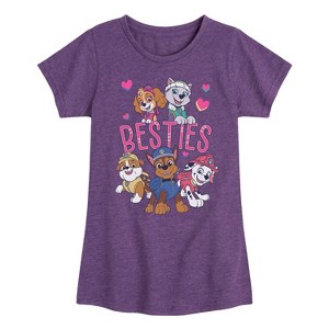 Girls' - Paw Patrol - Chase Skye Rubble Marshall Everest Besties Fitted Short Sleeve Graphic T-Shirt - 1 of 4
