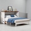 Full Size Murphy Bed Cabinet with Large Storage Drawer, Built-In Charging Station, Fold-Out Design, Solid Wood Frame - 3 of 4