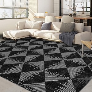 Geometric Diamond Washable Non Slip Area Rug Kitchen Runners for Laundry Room Retro Striped Indoor Rug - 1 of 4