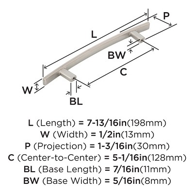 Satin Nickel Arch Cabinet Bar Pull with Mounting Hardware