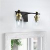 Dewdrop Modern Gold and Black Vanity Light, 2-Light Wall Sconce with Clear Glass Shades for Bathroom - 4 of 4