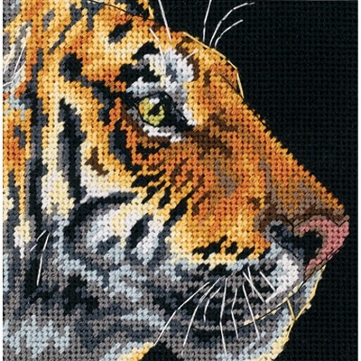 Dimensions Mini Needlepoint Kit 5"X5"-Tiger Profile Stitched In Thread